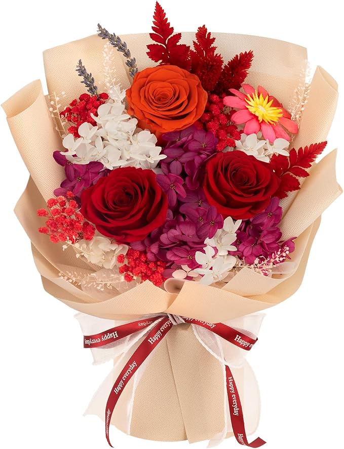Flowers for Delivery Prime Preserved Flowers Bouquets That Last 3-5 Years Real Forever Flowers Rose Bouquet Mothers Day Gifts for Mom Anniversary Birthday Gift for Her Women Mom Grandma Wife Friends