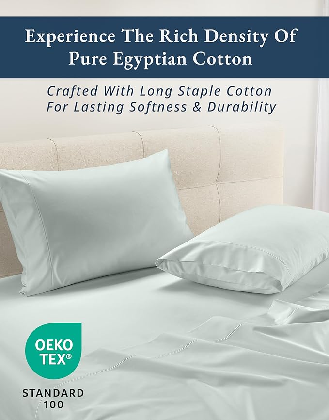 LANE LINEN Luxury 100% Egyptian Cotton Bed Sheets King Size, Fully Elasticized Reinforced 15 Inch Extra Deep Pocket King Sheets, Soft & Comfy Sateen Weave for Silky Finish - Murmur
