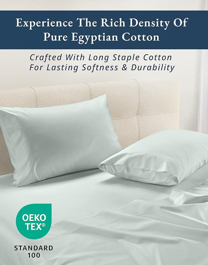 LANE LINEN Luxury 100% Egyptian Cotton Bed Sheets King Size, Fully Elasticized Reinforced 15 Inch Extra Deep Pocket King Sheets, Soft & Comfy Sateen Weave for Silky Finish - Murmur