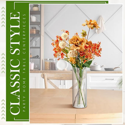 6 Pcs 10 Inch Tall Glass Ribbed Cylinder Vases Clear Floating Candle Flower Vase in Bulk, Hurricane Candle Holder for Wedding Housewarming Gift Table Centerpieces