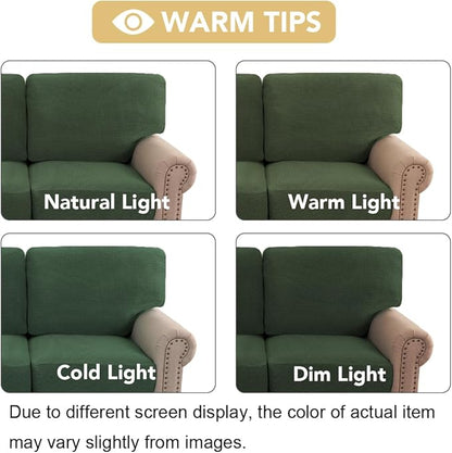H.VERSAILTEX Multi-Pieces Sofa Covers Stretch Couch Covers Form Fitted Seats and Back Cushions Covers (3 Seat Covers Plus 3 Back Cusion Covers, Bonus 2 Armrest Covers), Bronze Green
