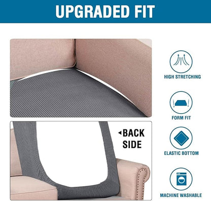 H.VERSAILTEX Super Stretch Individual Chaise Cover Sectional Couch Covers for L Shaped Sofa Both Left/Right Featuring Thick Jacquard Textured Twill Fabric (1 Piece Chaise Cover, Grey)