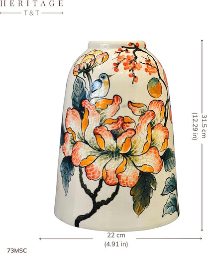 Heritage T&T Handmade Mosaic Ceramic Vase – Flower Design – 31.5 cm (12.4 in) – Home Décor Mosaic Collection – Bat Trang Vietnam