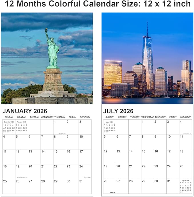 Calendar 2026 from January 2026 - December 2026, 12" x 24" Opened 12 Months Calendar, Full Page Months Thick & Sturdy Paper for Gift Perfect Calendar Organizing