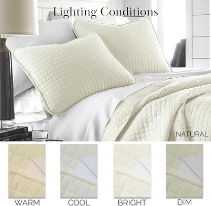 Southshore Fine Living, Inc. Oversized King Quilt Bedding Set, Soft Brushed Microfiber, Wrinkle-Free, Stain and Pet Hair Resistant Bedding, California/King Size Quilt Coverlet Set w/2 Shams, Cream