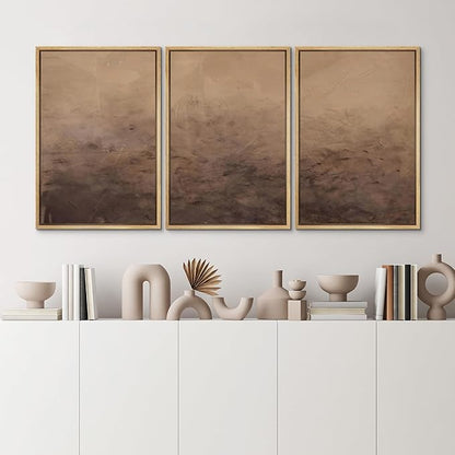 MUDECOR Framed Canvas Print Wall Art Minimalist Earthy Neutral Brown Abstract Illustrations Realism Decorative for Living Room, Bedroom, Office - 24"x36"x3 Natural
