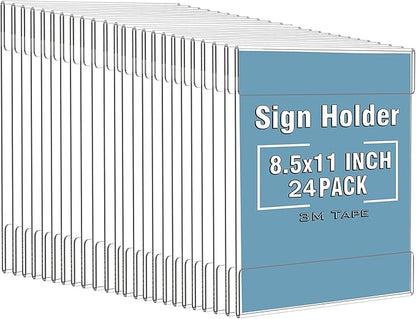Dingelex 24 Pack Wall Mount Signs 8.5 x 11, Clear Plastic Picture Frames Bonus with Double Sided Tape, Perfect for Home, Office, Store - Vertical
