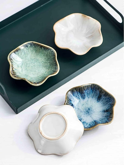UNICASA Ceramic Lotus Jewelry Dish Set of 4, Decorative Jewelry Trays Set, 4.25 inch Trinket Dish - for Necklace, Ring, Watch Keys, Bracelet, Earrings, Mother's Day, Christmas, Wedding for Women