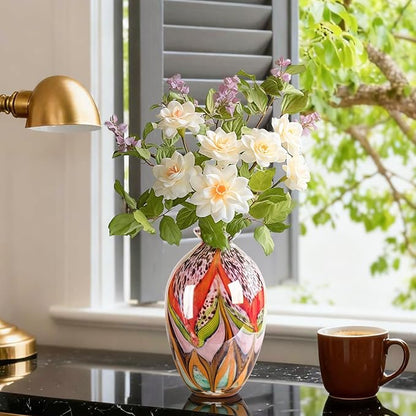 Glass Vases for Flower, Unique Hand Blown Colorful Glass Vase, Modern Art Decorative for Home Living Room, Office, Table centerpieces, Bookshelves and Wedding Decorations (JG34)