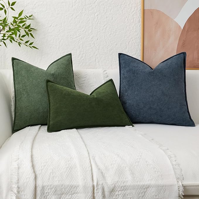 Kevin Textile Waterproof Decorative Pillow Covers Dusty Blue 26x26 Inch Pack of 2 Soft Boucle Textured Euro Pillowcases Elegant Accent Pillows for Couch Sofa Chair Bed Home Decor Indoor Outdoor