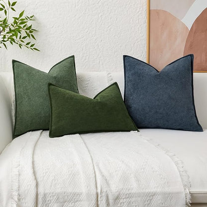 Kevin Textile Waterproof Decorative Pillow Covers Olive Green 20x20 Inch Pack of 2 Soft Boucle Textured Throw Pillowcases Elegant Accent Pillows for Couch Sofa Chair Bed Home Decor Indoor Outdoor