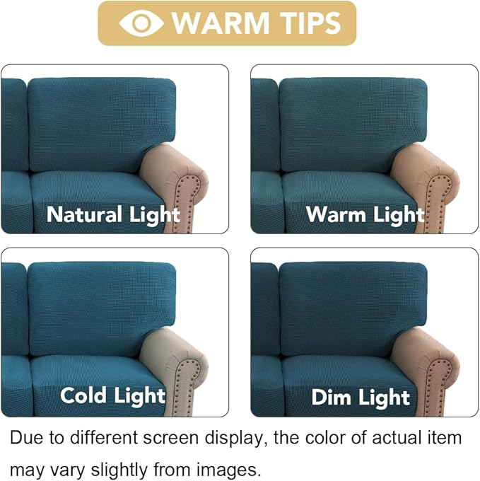 H.VERSAILTEX Multi-Pieces Sofa Covers Stretch Couch Covers Form Fitted Seats and Back Cushions Covers (2 Seat Covers Plus 2 Back Cusion Covers, Bonus 2 Armrest Covers), Deep Teal