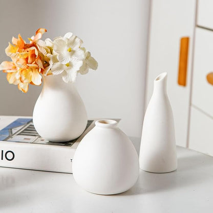 Tanvecle White Ceramic Bud Vase Set of 11, Small Vases for Pampas Grass, Flowers, Mini Vases for Modern Home Decor, Minimalist Decor, for Living Room, Dining Table & Shelves