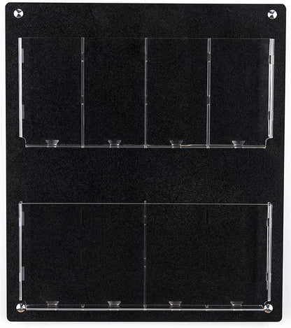 Displays2go Acrylic Wall Mounted Magazine Rack, 4-8 Adjustable Pockets, 2-Tiered - Black (2RP4BLK)