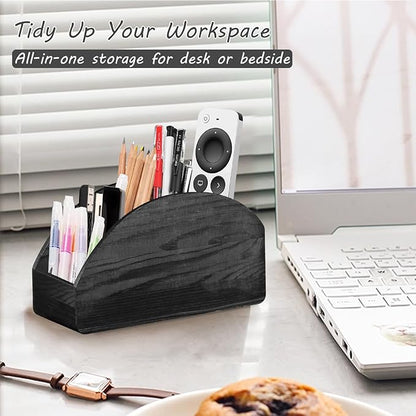 BIBELUN TV Remote Control Holder with 5 Compartments, Bedside Table Remote Caddy, Desktop Storage Box Organizer/Tray to Store Pen, Controllers, Media Player, Cosmetics, Office Supplies, Home Décor