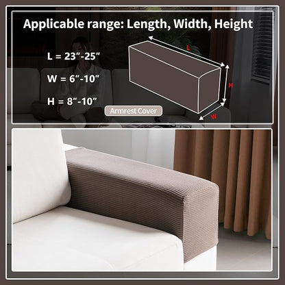 Sectional Couch Covers, Wear Resistant Stretch Sofa Covers Washable Soft Couch Cushion Covers Anti Slip Furniture Protector Sofa Slipcovers for Pets (1 Piece Armrest Sofa Cover, Brown)