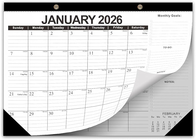 Kyweel 2026-2027 Desk Calendar, 18 Month Desk Calendar/Wall Calendar Combo, 17" x 12", Jan 2026-June 2027, Highlight Holidays, Planning Calendar, Thick Paper
