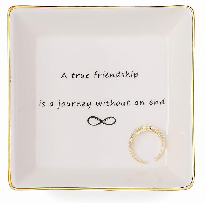 JoycuFF Friend Jewelry Dish Home Decor Trinket Dish- Best Friendship Gifts-Cute Classy Fashion Gifts for Birthday Chrismas Women Men