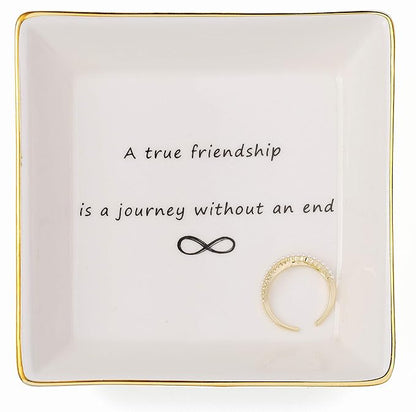 JoycuFF Friend Jewelry Dish Home Decor Trinket Dish- Best Friendship Gifts-Cute Classy Fashion Gifts for Birthday Chrismas Women Men