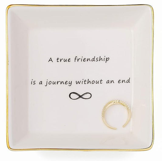 JoycuFF Friend Jewelry Dish Home Decor Trinket Dish- Best Friendship Gifts-Cute Classy Fashion Gifts for Birthday Chrismas Women Men