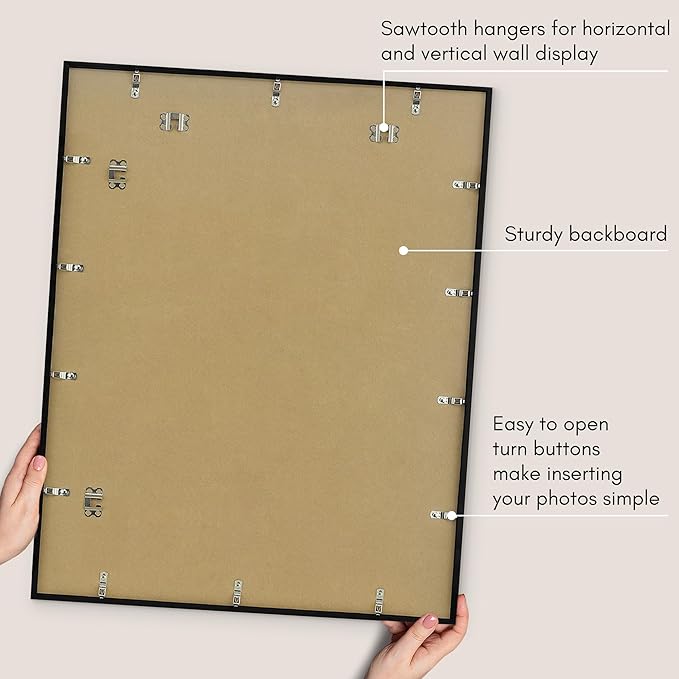 Americanflat 26x32 Picture Frame with Polished Plexiglass - Use as 22x28 Frame with Mat or Display 26x32 Photo Without Mat - Streamline Collection - Thin Border Picture Frames for Wall - Black