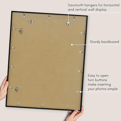 Americanflat 26x32 Picture Frame with Polished Plexiglass - Use as 22x28 Frame with Mat or Display 26x32 Photo Without Mat - Streamline Collection - Thin Border Picture Frames for Wall - Black