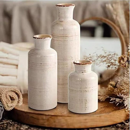Ceramic Flower Vase Set of 3 - Small Porcelain Vase Set,Modern Minimalist Smooth Ceramic Table Flower Vases for Home Decor,Decorative Centerpiece for Living Room,Bedroom,Dining Table,Fireplace Mantle