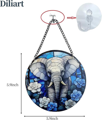Handcrafted Organic Glass SunCatcher for Home Decor and Outdoor Garden Decor -Elephant Suncatcher Hanging Ornaments for Indoor Window Sun Catching, Room Decor Aesthetic and Housewarming Gifts