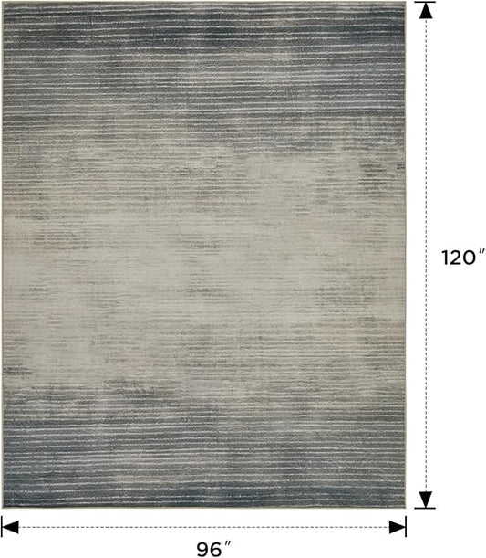 Joydeco 8x10 Area Rugs for Living Room, Washable Modern Abstract Non Slip Soft Rug, Low Pile Carpet for Bedroom, Dining Room, Home Office, Pet & Child Friendly, Beige & White & Dark Gray