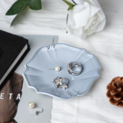 Ceramic Jewelry Dish, Decorative Tray for Rings Earrings Necklaces Bracelet Watch Keys, 4.50" Trinket Tray as Gifts for Women (Antique Court)