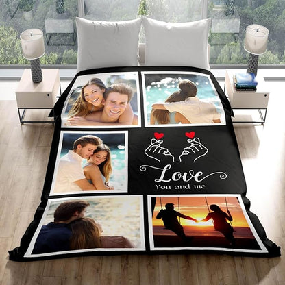 Gudina Custom Photo Blanket - Flannel/Polyester Blend, Throw Blanket, Personalized Photo Blanket, Black, 30X40 inch(70x100cm), Modern, Custom Pattern, Heavy Weight, Machine Washable, Winter, 1 Count