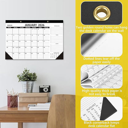 Desk Calendar 2026,2026 Desk Calendar-January 2026 to June 2027,18 Months-12x17 in,2026 Calendar,Calendar 2026 Perfect for Your Home,School or Office.