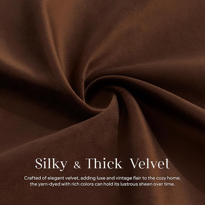 Phantoscope Pack of 2 Velvet Throw Pillow Covers, Decorative Soft Velvet Pillows Accent Double-Sided Gusseted Design, Square Cushion Case for Couch Sofa Bed, Deep Coffee, 18 x 18 inches 45 x 45 cm