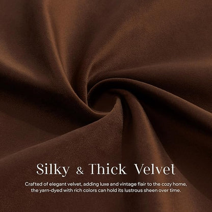 Phantoscope Pack of 2 Velvet Throw Pillow Covers, Decorative Soft Velvet Pillows Accent Double-Sided Gusseted Design, Square Cushion Case for Couch Sofa Bed, Deep Coffee, 18 x 18 inches 45 x 45 cm