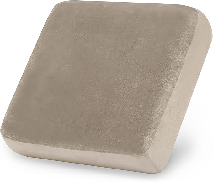 hyha Velvet Couch Cushion Covers, Soft Sofa Seat Covers for sectional Cushion Couch Washable, Magic Sofa Slipcover with Elastic Bottom, Non-Slip Furniture Protector for Pets, Kid(Small, Taupe)