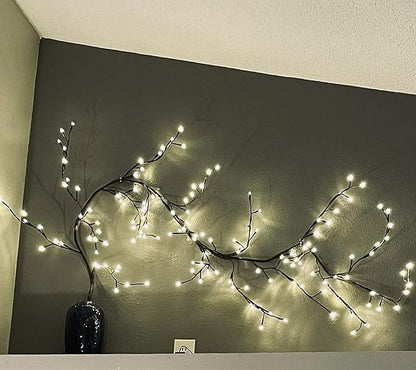 Vines for Room Decor with Remote Control On/Off Timmer Dim,7.5FT Artificial Plants Tree Willow Vine Lights Plug in 144 LEDs for Walls Bedroom,Living Room,Indoor Home Decoration(Brown)