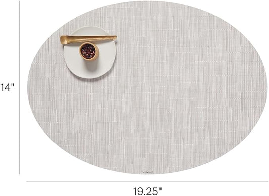 Chilewich Bamboo Placemats Set of 4 - Woven Oval Placemats - Reusable, Stain-Resistant, Indoor/Outdoor Tabletop Protection - 19" x 14" - Coconut