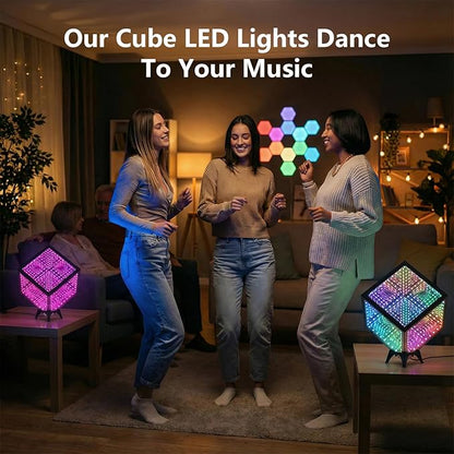 Infinity Hyper Cube LED Table Lamp - Infinity mirror light with 100+ Patterns, Music Sync, App Control, infinite cube night lights for Gaming,party,living room,bedroom, light display and more(7Inches)