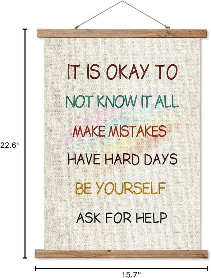 ABoby Classroom Decor Poster, Motivational Art Print,Positive Inspirational Quotes Wall Decor,It Is Okay To Be Yourself Poster for Classroom, Home, Office, Bedroom