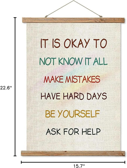 ABoby Classroom Decor Poster, Motivational Art Print,Positive Inspirational Quotes Wall Decor,It Is Okay To Be Yourself Poster for Classroom, Home, Office, Bedroom
