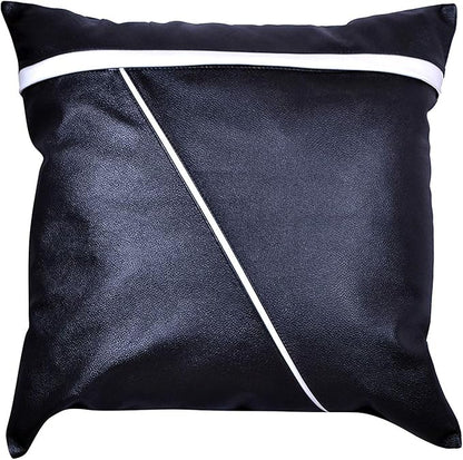 D DOLLY LAMB Lambskin Leather Pillow Cover - Sofa Cushion Case - Decorative Throw Covers for Living Room & Bedroom, 20x20 Inches - Blue Pack of 1