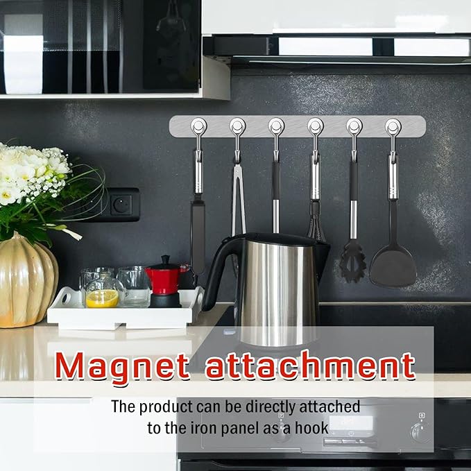 FINDMAG Magnetic Hooks, 30lbs+ Strong Magnetic Hooks for Refrigerator, 2026 Cruise Ship Essentials, Magnet Hooks Heavy Duty for Kitchen, Home, Classroom, Whiteboard, Beach Vacation (6 Pack, Silver)