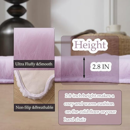 1700GSM Fuzzy Faux Sheepskin Fur Area Rug,Extra Soft Faux Fur Mat,Fluffy Shaggy Fur Rug for Bedroom Living Bedside Rug Room Decor-Lavender, 2 x3 ft