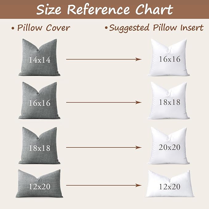 Artscope Synthetic Down Pillow Insert, 16x16 Down Alternative Throw Pillow Insert. Ultra Soft Fluffy Sleeping Pillow with 100% Cotton Cover, Decorative Pillows Set of 2-White.