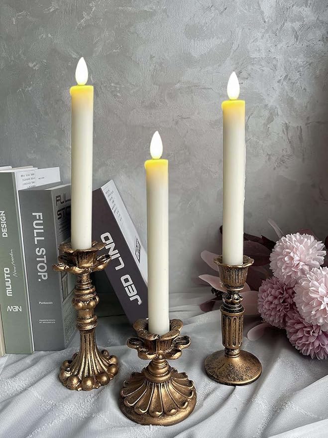 French Nostalgic Floral Resin Candle Holder Antique Bronze/Furniture Decoration/Retro Ornaments Candlestick (Bronze)