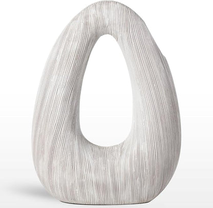 Torre & Tagus White Donut Vase for Flowers - 11 Inch Tall Textured Vases for Centerpieces, Sculptures Home Decor & Abstract Sculptures Home Decor for Shelf Decor Aesthetic (Alma White Flower Vase)