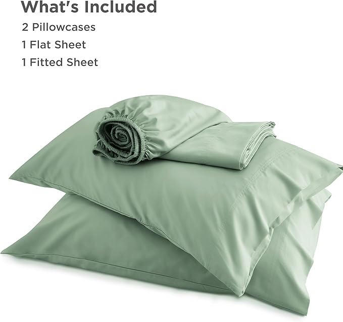 Bedsure California King Sheet Sets, Cooling Sheets, Rayon Derived from Bamboo, Breathable & Soft, Deep Pocket Up to 16 Inches, Hotel Luxury Silky Bedding for Hot Sleepers, Sage Green