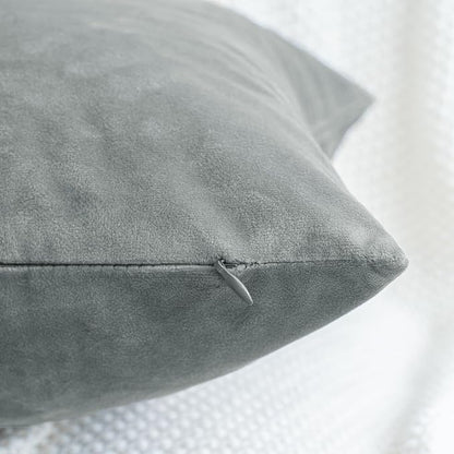 HWY 50 Gray Grey Velvet Throw Pillow Covers 20x20 Inch, Pack of 2 Soft Cozy Solid Decorative Luxury Cushion Cases for Couch Sofa Bed Living Room Bedroom