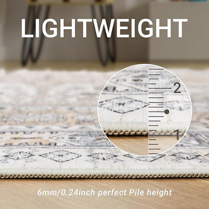 zesthome Washable Runner Rug 2.5x12 - Stain Resistant Entryway Rug,Ultra-Thin Kitchen Rugs, Anti Slip Backing Runner Rugs for Entrance Laundry Room Indoor Hallway (Beige,2.5'x12')