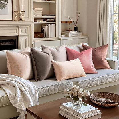 MIULEE Velvet Throw Pillow Covers 20x20 Inch, Pack of 2 - Jam, Soft Solid Decorative Pillow Covers Cushion Cases Modern Luxury Home Decor for Spring Couch Sofa Bedroom Livingroom
